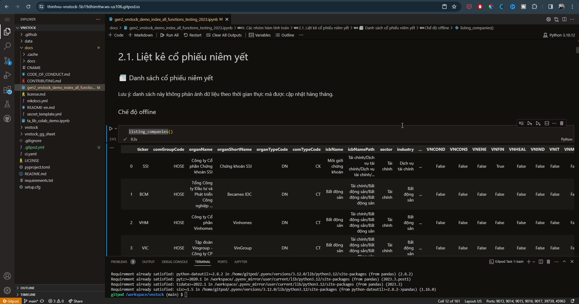 Chạy Python trên môi trường Gitpod