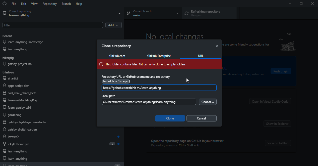 Clone Github repo để chỉnh sửa