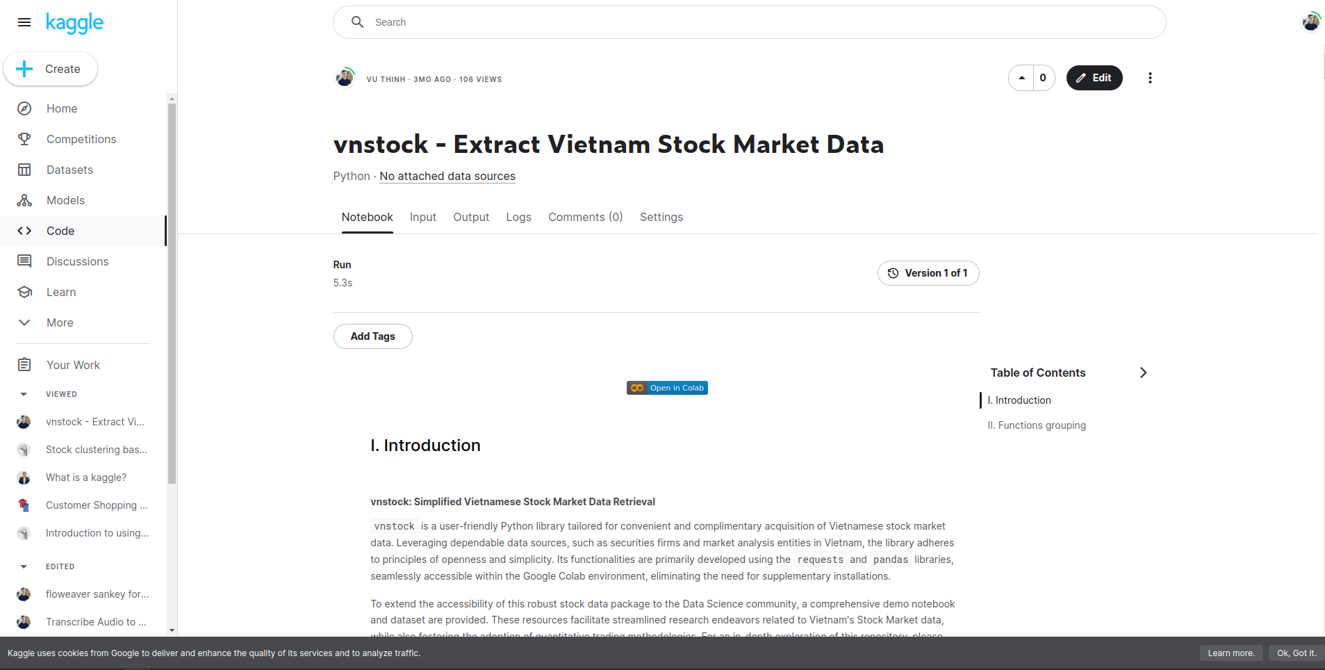 Jupyter Notebook trên Kaggle