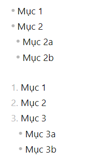 Danh sách trong obsidian markdown
