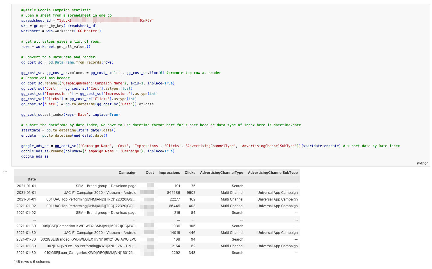 Một trong những chương trình đầu tiên - báo cáo hiệu quả chiến dịch quảng cáo Google